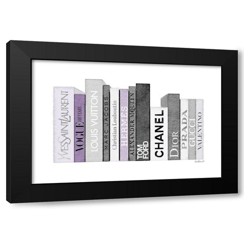Grey and Purple Books Black Modern Wood Framed Art Print with Double Matting by Greenwood, Amanda