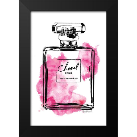 Black Bottle Bright Pink Black Modern Wood Framed Art Print by Greenwood, Amanda