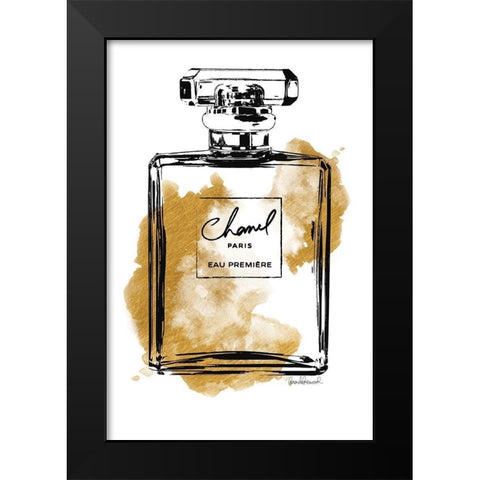 Black Bottle Gold Black Modern Wood Framed Art Print by Greenwood, Amanda