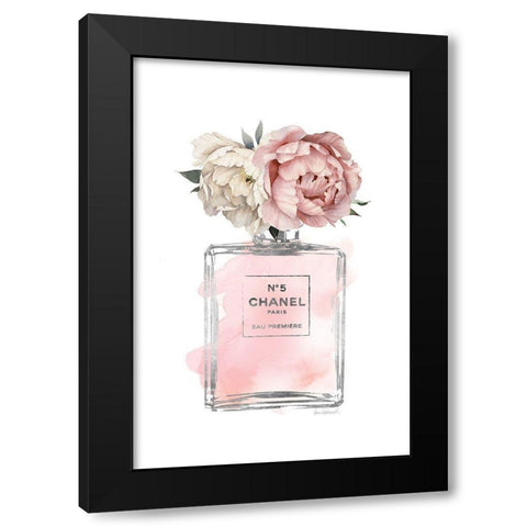 Silver Bottle Blush with Peony Black Modern Wood Framed Art Print by Greenwood, Amanda