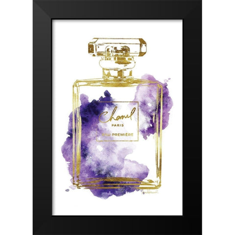 Gold Bottle Purple Black Modern Wood Framed Art Print by Greenwood, Amanda
