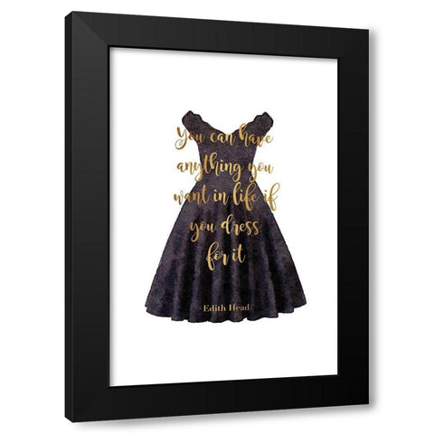 Anything Black Dress Black Modern Wood Framed Art Print by Greenwood, Amanda