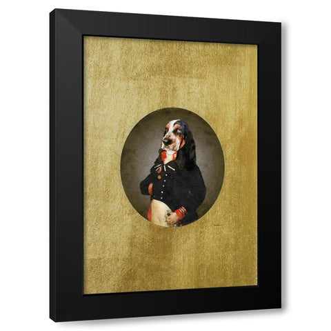 Classic Basset Hound Black Modern Wood Framed Art Print with Double Matting by Amanda Greenwood
