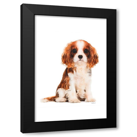 King Charles Spaniel Puppy Black Modern Wood Framed Art Print with Double Matting by Amanda Greenwood
