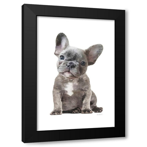 Frenchie IX Black Modern Wood Framed Art Print with Double Matting by Amanda Greenwood