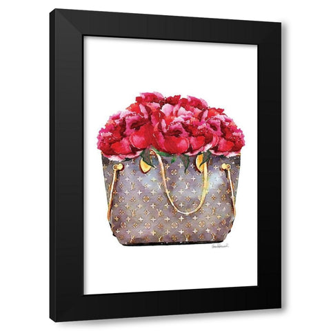 Red Rose Bag Black Modern Wood Framed Art Print with Double Matting by Amanda Greenwood