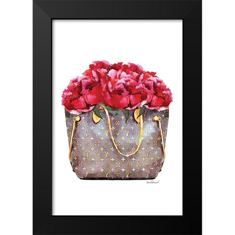 Red Rose Bag Black Modern Wood Framed Art Print by Amanda Greenwood