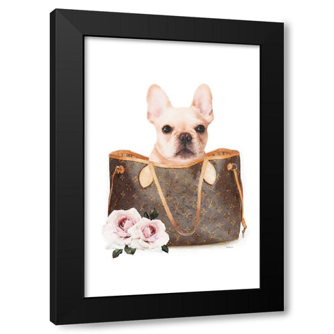 Fashion Bag with Frenchie  Black Modern Wood Framed Art Print with Double Matting by Amanda Greenwood