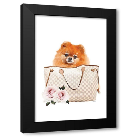 Fashion Bag with Pomeranion Black Modern Wood Framed Art Print by Amanda Greenwood