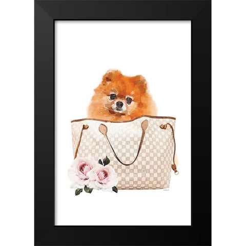 Fashion Bag with Pomeranion Black Modern Wood Framed Art Print by Amanda Greenwood