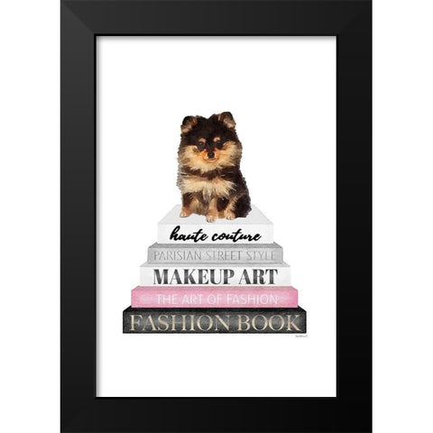 Yorkie Bookstack III Black Modern Wood Framed Art Print by Amanda Greenwood