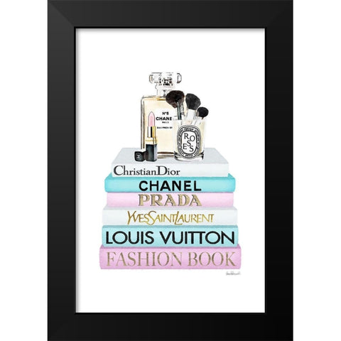 Perfume Book Stack Black Modern Wood Framed Art Print by Amanda Greenwood