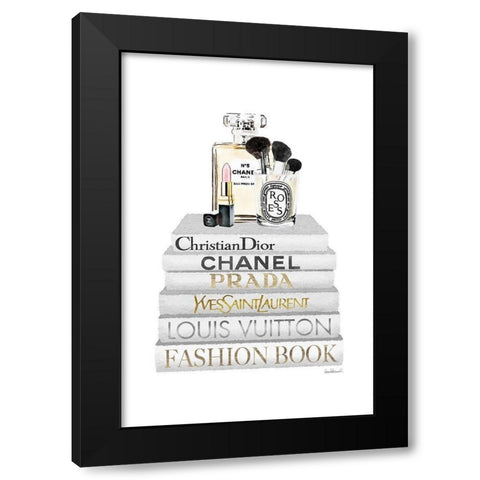 Bookstack makeup II Black Modern Wood Framed Art Print by Amanda Greenwood