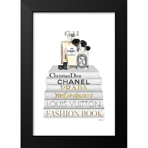 Bookstack makeup II Black Modern Wood Framed Art Print by Amanda Greenwood