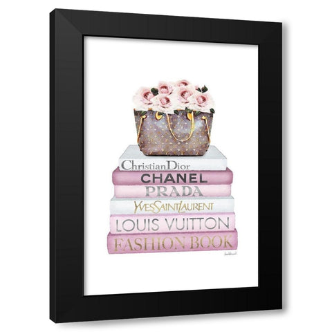 Pink Rose Bag Black Modern Wood Framed Art Print by Amanda Greenwood