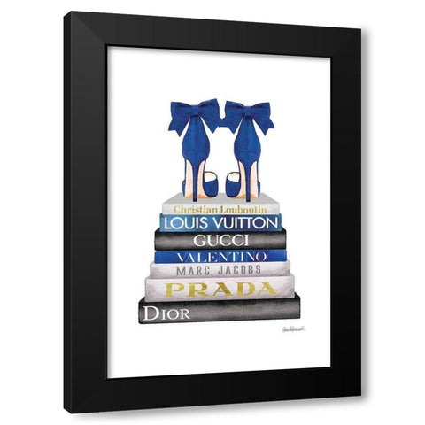 Bookstack Navy Black Modern Wood Framed Art Print with Double Matting by Amanda Greenwood