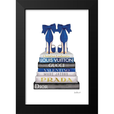Bookstack Navy Black Modern Wood Framed Art Print by Amanda Greenwood