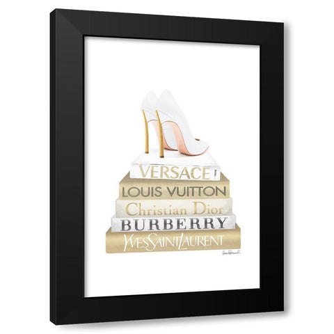 Bookstack Gold Black Modern Wood Framed Art Print by Amanda Greenwood