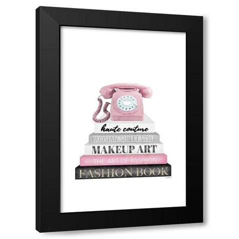 Telephone Bookstack II Black Modern Wood Framed Art Print by Amanda Greenwood