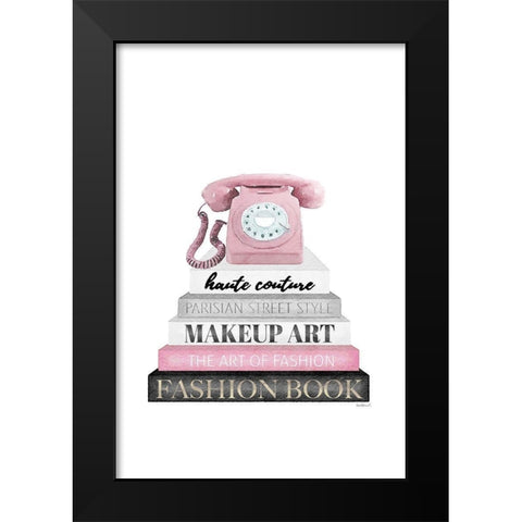 Telephone Bookstack II Black Modern Wood Framed Art Print by Amanda Greenwood