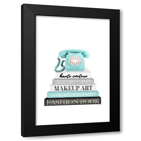 Telephone Bookstack  III Black Modern Wood Framed Art Print with Double Matting by Amanda Greenwood