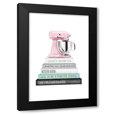 Mixer Bookstack Black Modern Wood Framed Art Print by Amanda Greenwood