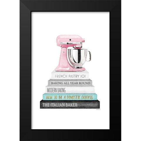 Mixer Bookstack Black Modern Wood Framed Art Print by Amanda Greenwood