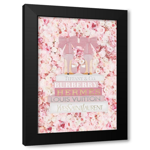 Bookstack Pink shoes Black Modern Wood Framed Art Print with Double Matting by Amanda Greenwood