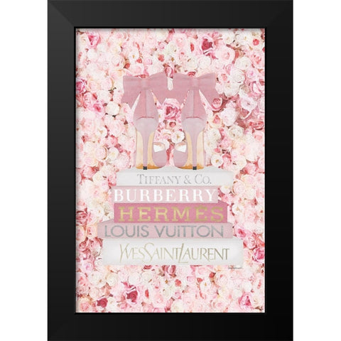 Bookstack Pink shoes Black Modern Wood Framed Art Print by Amanda Greenwood