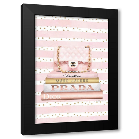 Bookstack PInk Bag II Black Modern Wood Framed Art Print with Double Matting by Amanda Greenwood