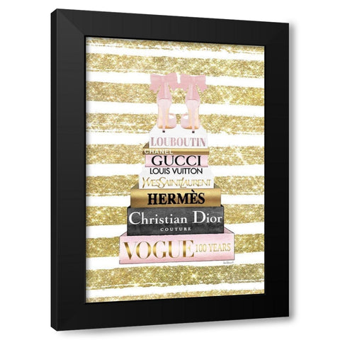 Bookstack Pink Shoes III Black Modern Wood Framed Art Print with Double Matting by Amanda Greenwood