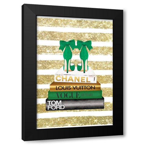 Bookstack Green Heel Black Modern Wood Framed Art Print with Double Matting by Amanda Greenwood
