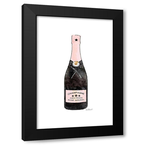 Pink Champange Black Modern Wood Framed Art Print by Amanda Greenwood