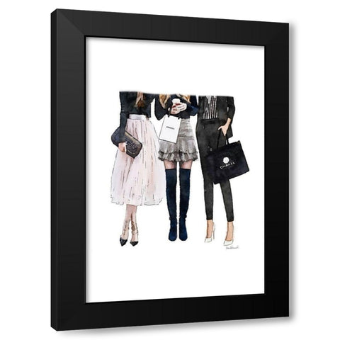 Friends Shopping Black Modern Wood Framed Art Print with Double Matting by Amanda Greenwood
