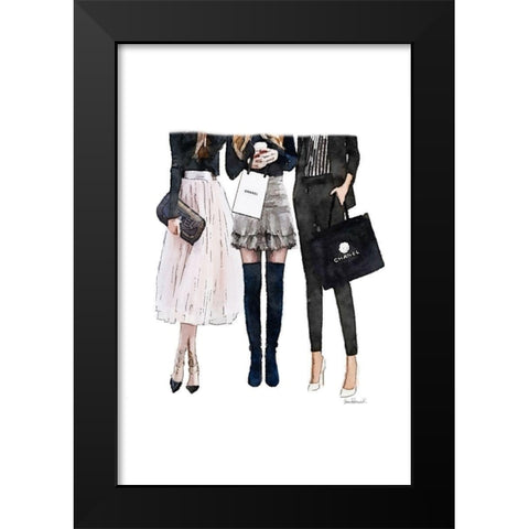Friends Shopping Black Modern Wood Framed Art Print by Amanda Greenwood