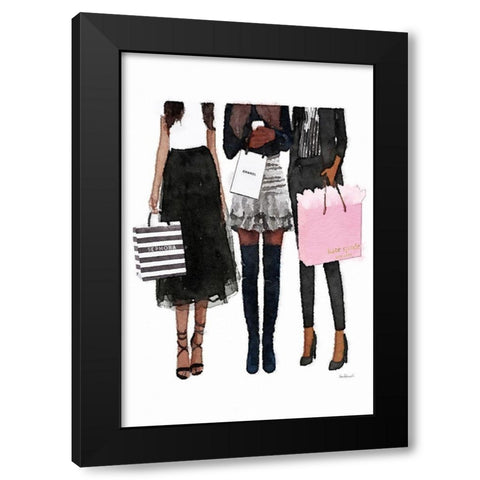 Freinds Shopping II Black Modern Wood Framed Art Print with Double Matting by Amanda Greenwood