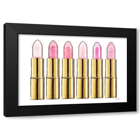 6 Pink Sticks Black Modern Wood Framed Art Print by Amanda Greenwood