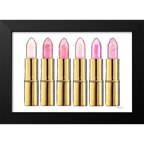6 Pink Sticks Black Modern Wood Framed Art Print by Amanda Greenwood