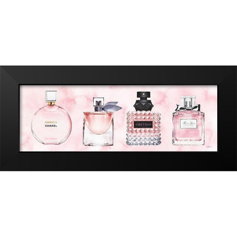 4  Pink Perfumes Black Modern Wood Framed Art Print by Amanda Greenwood