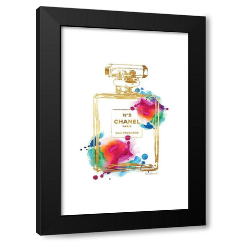 Golden Splash Perfume Black Modern Wood Framed Art Print with Double Matting by Amanda Greenwood