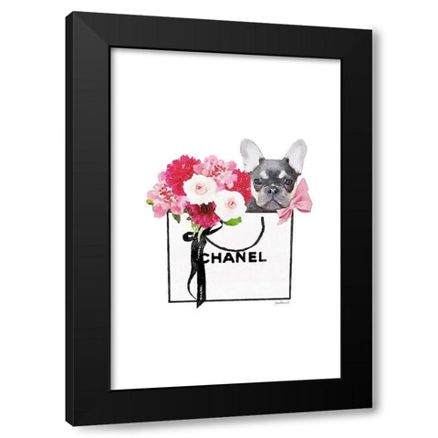 Frenchie and Shopping Black Modern Wood Framed Art Print with Double Matting by Greenwood, Amanda
