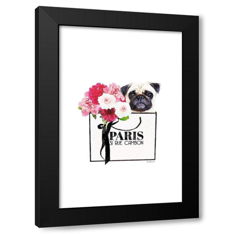 Pug and Shopping II Black Modern Wood Framed Art Print by Greenwood, Amanda