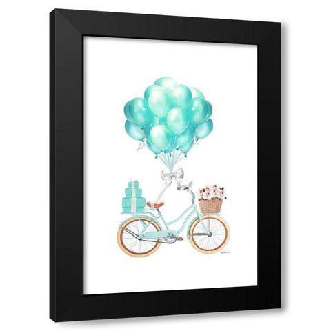 Biking and Balloons Black Modern Wood Framed Art Print with Double Matting by Greenwood, Amanda