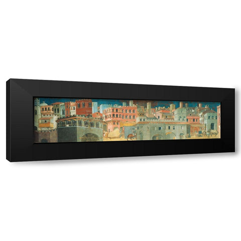 Effetti del Buon Governo in Black Modern Wood Framed Art Print with Double Matting by Lorenzetti, Ambrogio