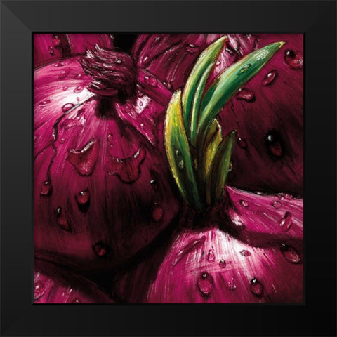 Onions Black Modern Wood Framed Art Print by AlmaCh