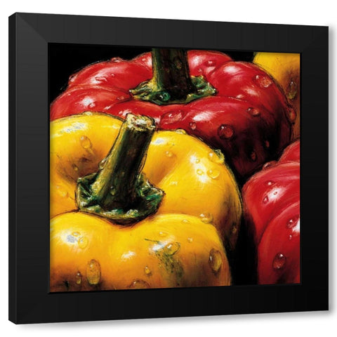 Peppers Black Modern Wood Framed Art Print with Double Matting by AlmaCh