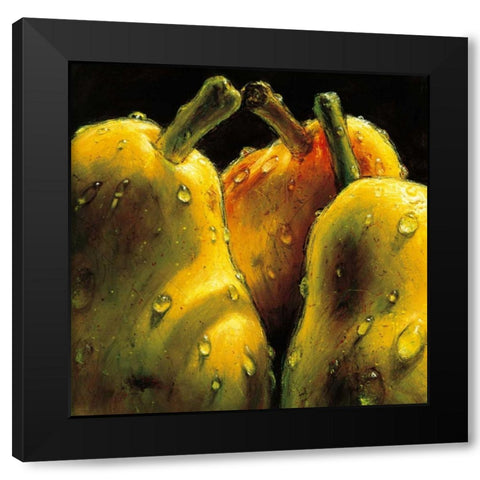 Pears Black Modern Wood Framed Art Print with Double Matting by AlmaCh
