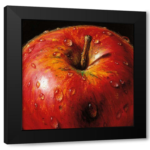 Apple Black Modern Wood Framed Art Print with Double Matting by AlmaCh