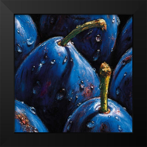 Plums Black Modern Wood Framed Art Print by AlmaCh