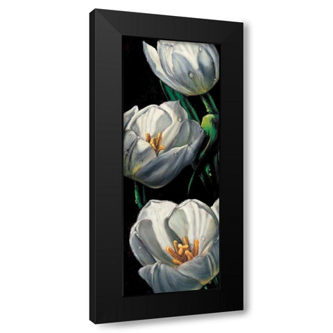Dewdrop Tulips Black Modern Wood Framed Art Print with Double Matting by AlmaCh